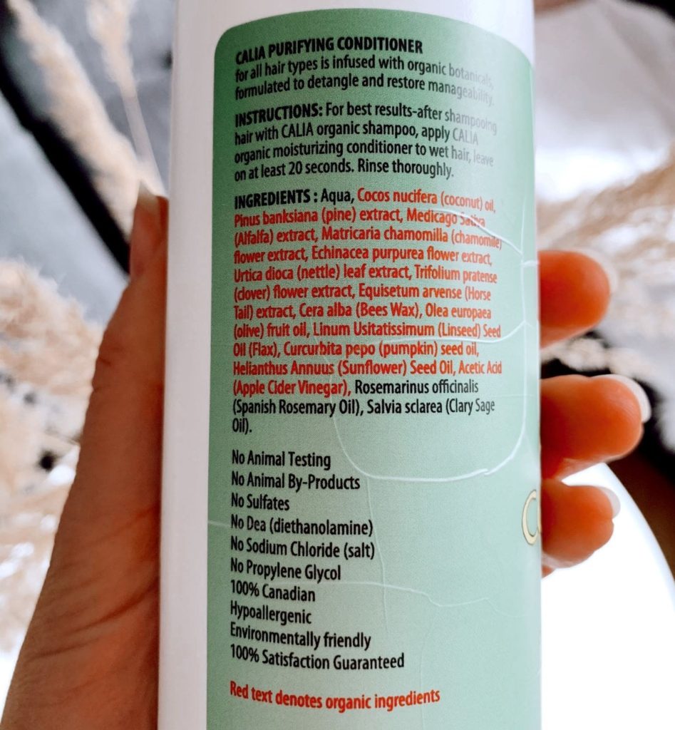 Ingredient list in Calia Purifying conditioner