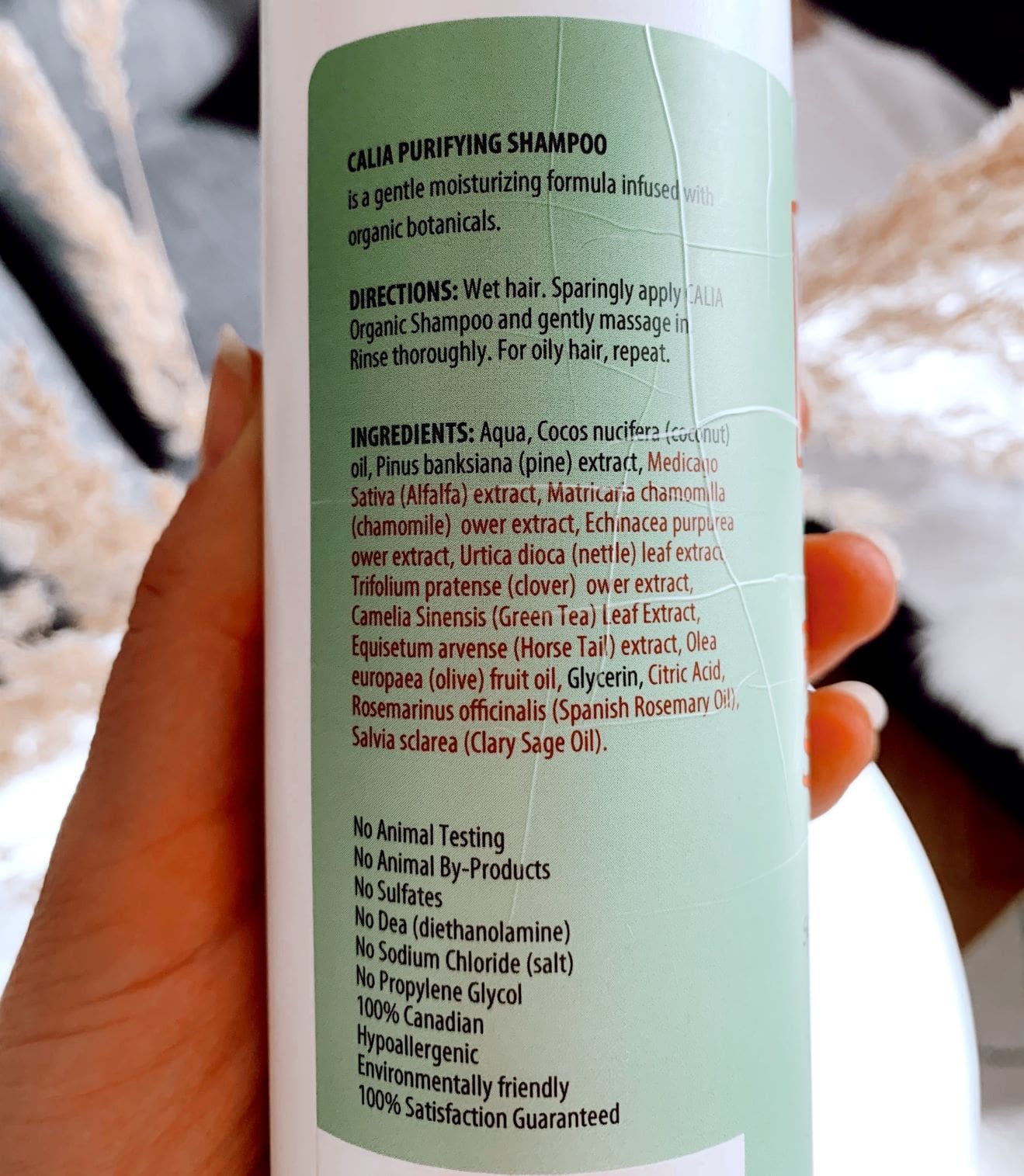 Ingredient list of Calia purifying shampoo
